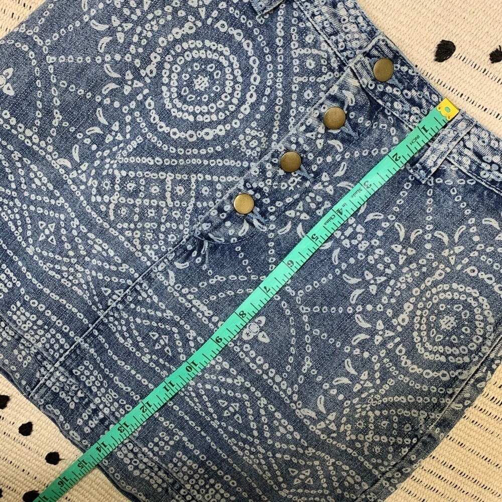 Free People Tribal Print Denim Mini Button Skirt - Picture 8 of 11